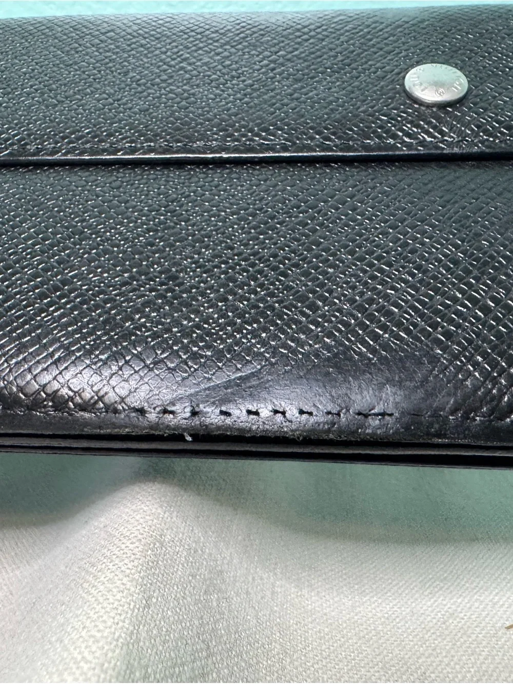 Louis Vuitton Black Textured Leather Clutch Wallet
